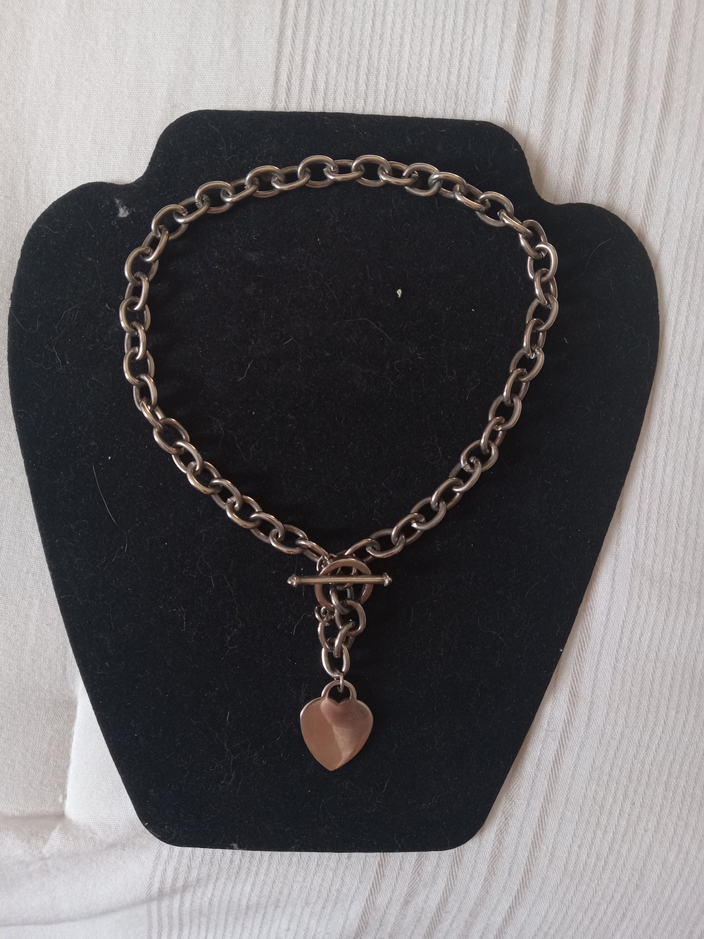 Classic Heart Charm Chain Necklace - Silver-Tone